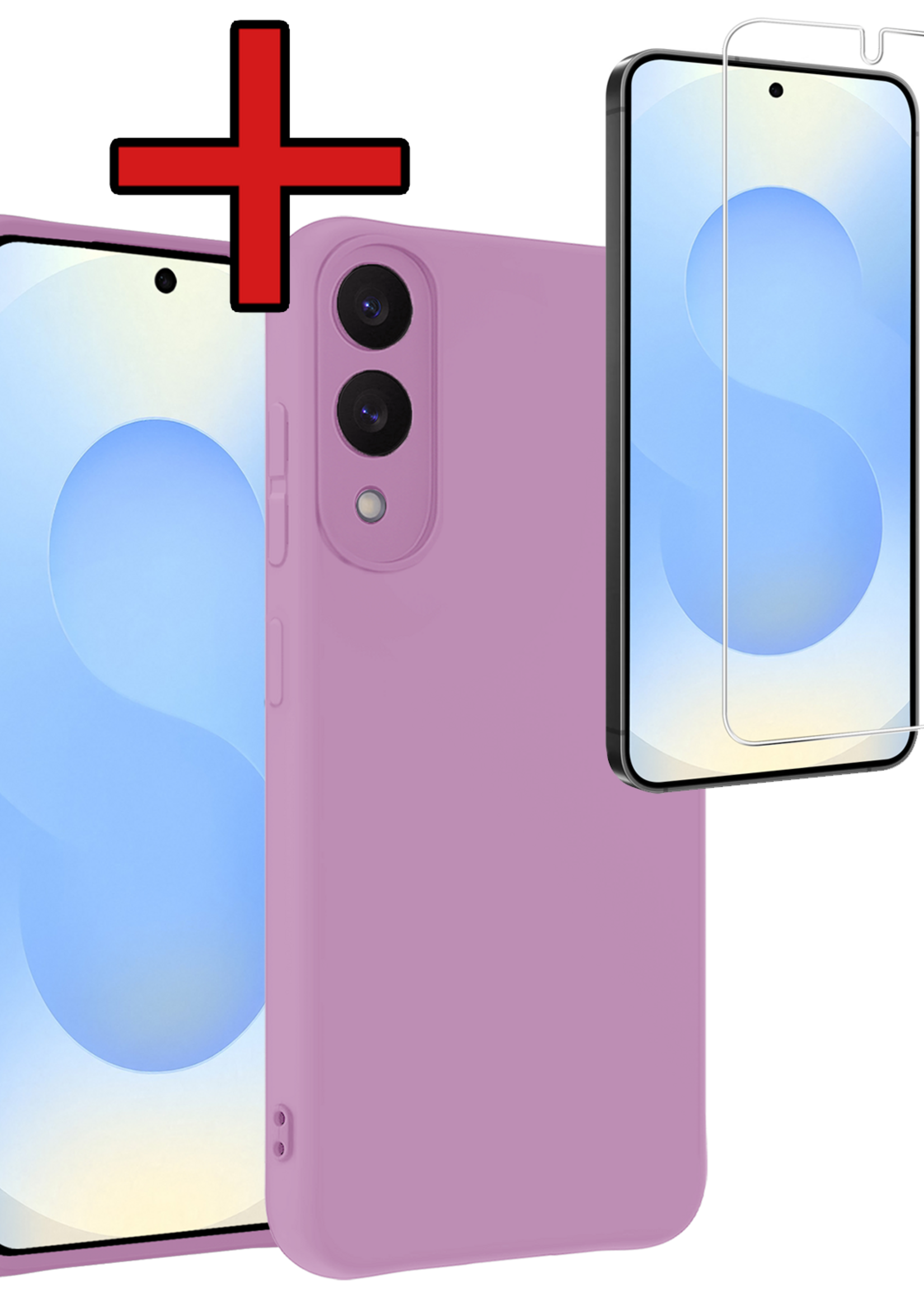 BTH BTH Samsung Galaxy S25 Edge Hoesje Siliconen Met Screenprotector - Lila