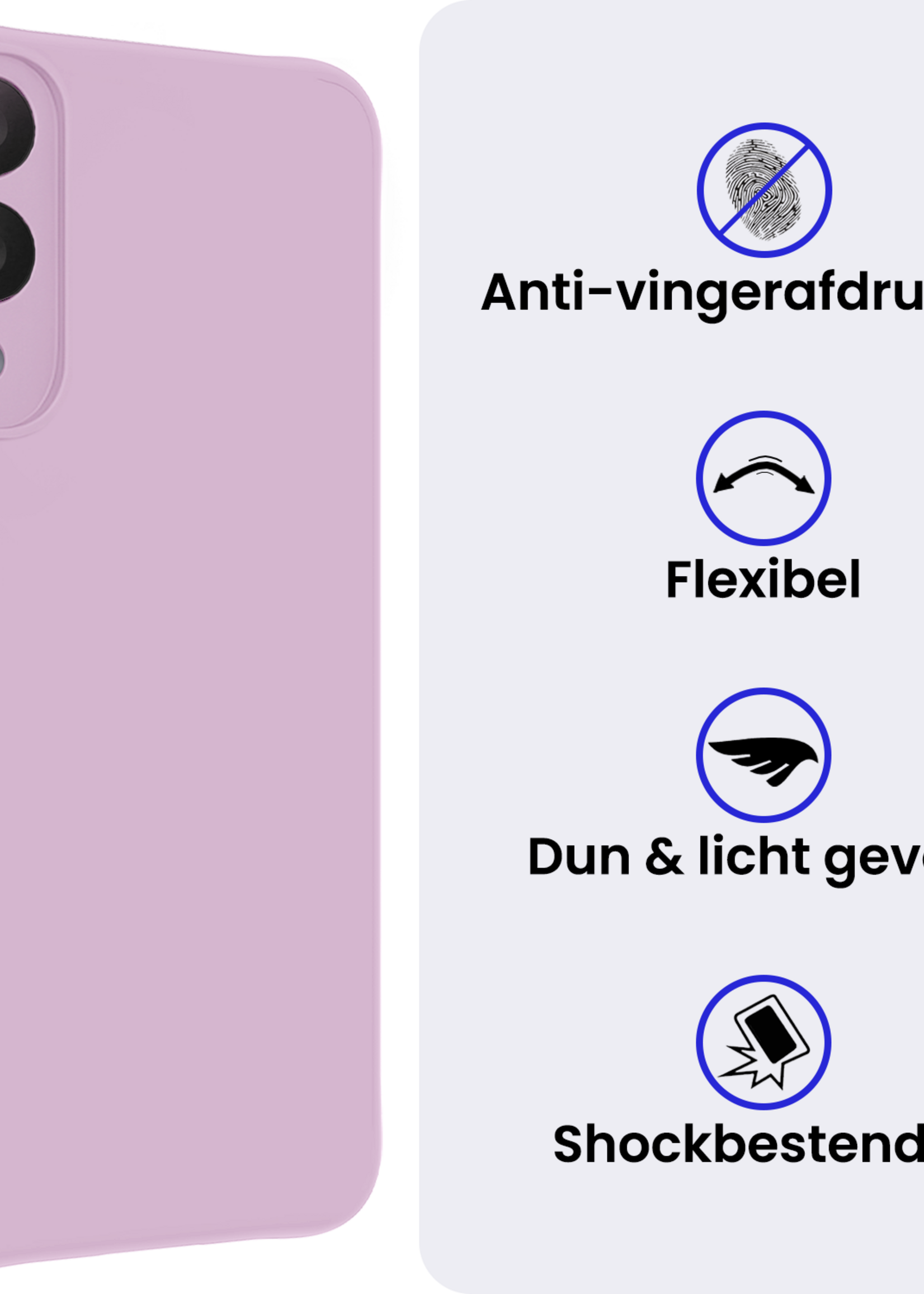 BTH BTH Samsung Galaxy S25 Edge Hoesje Siliconen Met Screenprotector - Lila