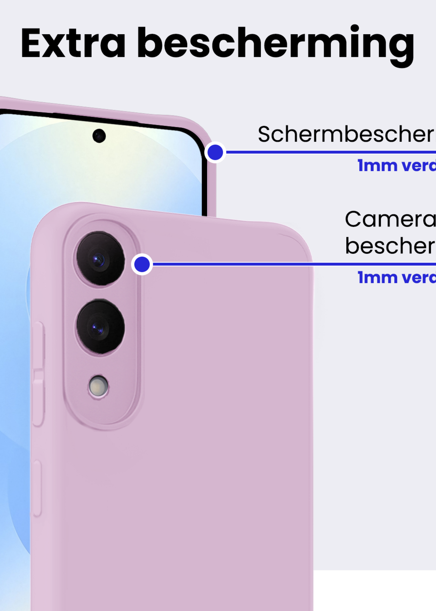 BTH BTH Samsung Galaxy S25 Edge Hoesje Siliconen Met Screenprotector - Lila