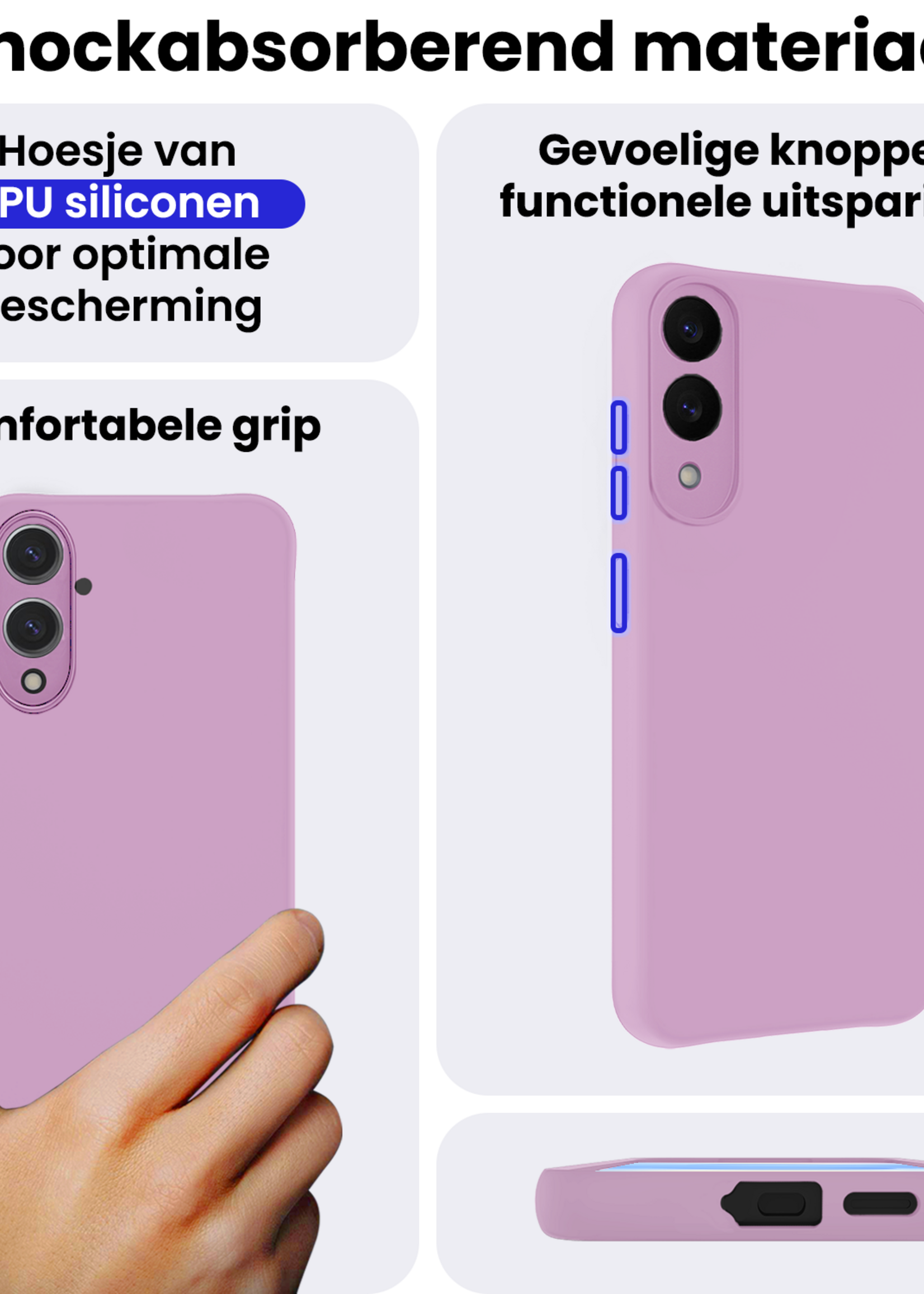 BTH BTH Samsung Galaxy S25 Edge Hoesje Siliconen Met Screenprotector - Lila