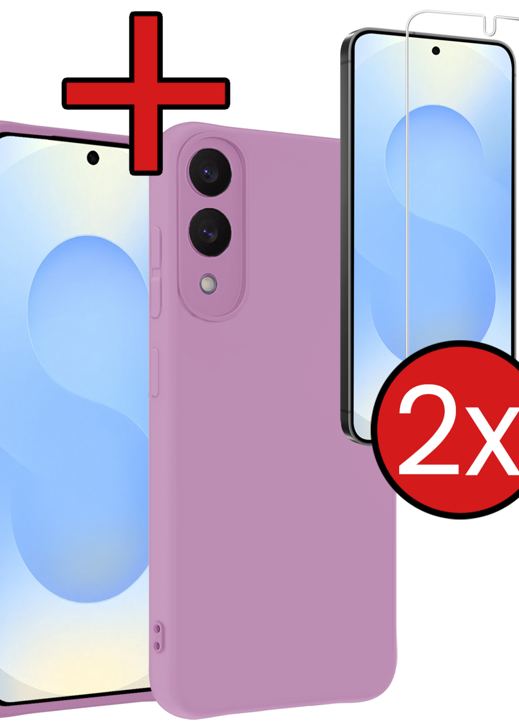 BTH BTH Samsung Galaxy S25 Edge Hoesje Siliconen Met 2x Screenprotector - Lila