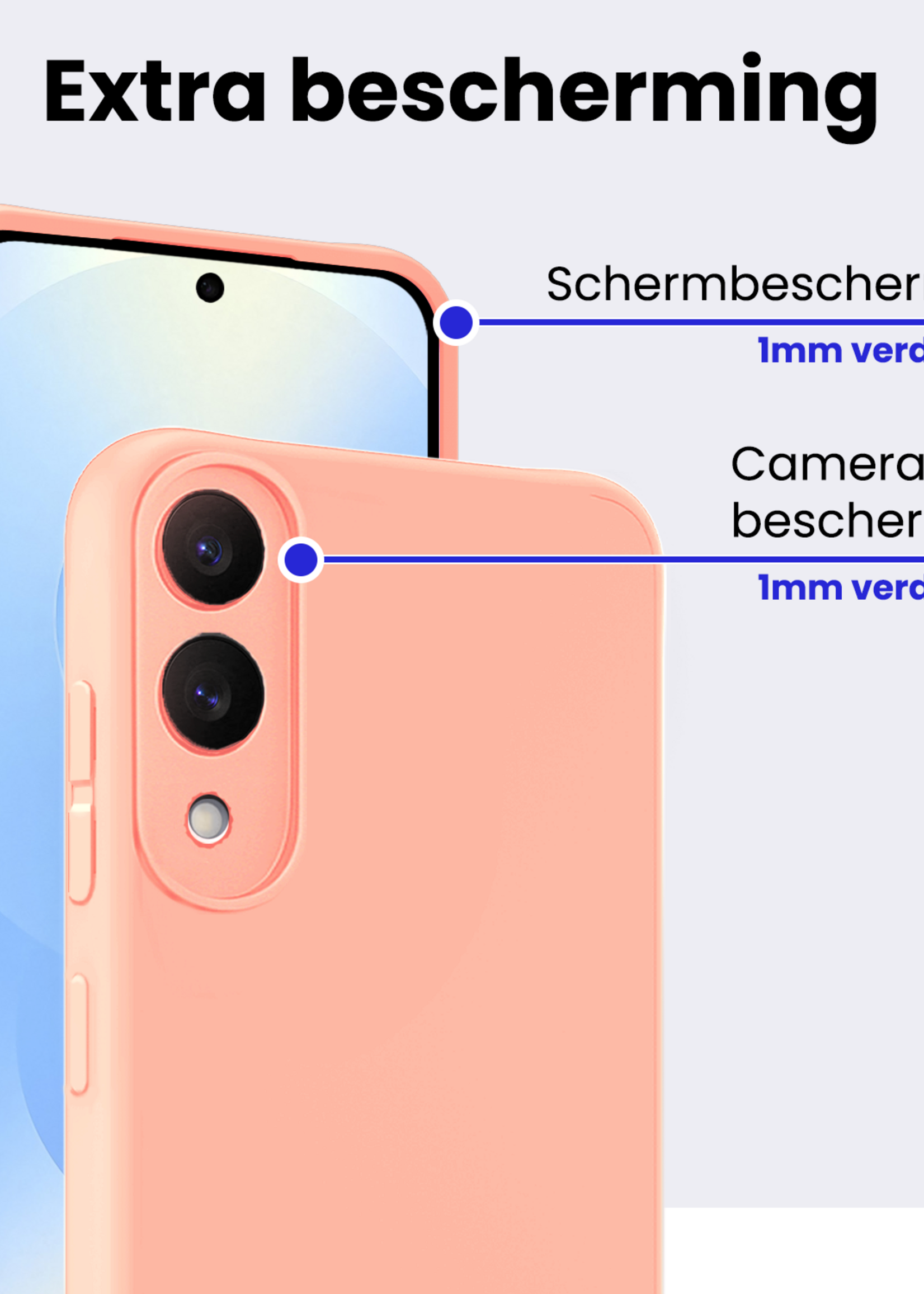 BTH BTH Samsung Galaxy S25 Edge Hoesje Siliconen Met 2x Screenprotector - Lichtroze