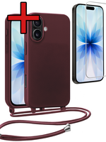 BTH BTH iPhone 17 Hoesje met Koord Met Screenprotector - Aubergine