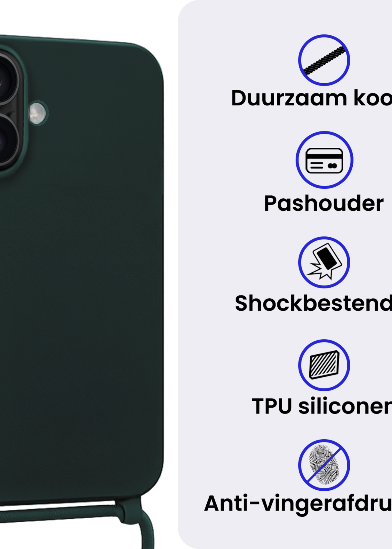 BTH BTH iPhone 17 Hoesje met Koord - Donkergroen