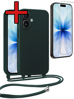 BTH BTH iPhone 17 Hoesje met Koord Met Screenprotector - Donkergroen