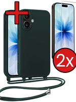 BTH BTH iPhone 17 Hoesje met Koord Met 2x Screenprotector - Donkergroen