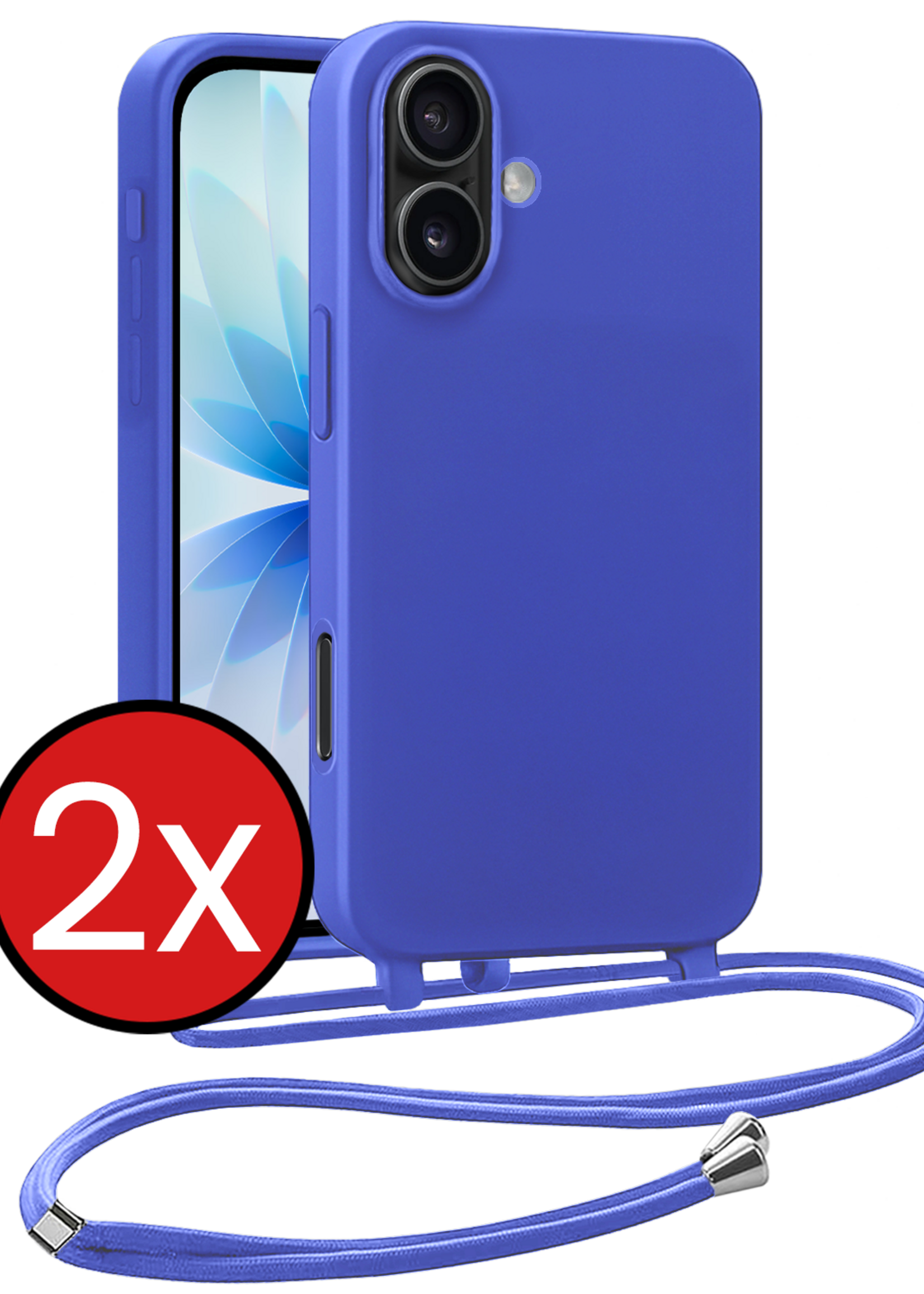 BTH BTH iPhone 17 Hoesje met Koord - Fel Blauw - 2 PACK