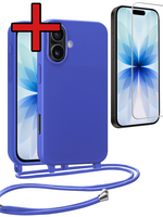 BTH BTH iPhone 17 Hoesje met Koord Met Screenprotector - Fel Blauw