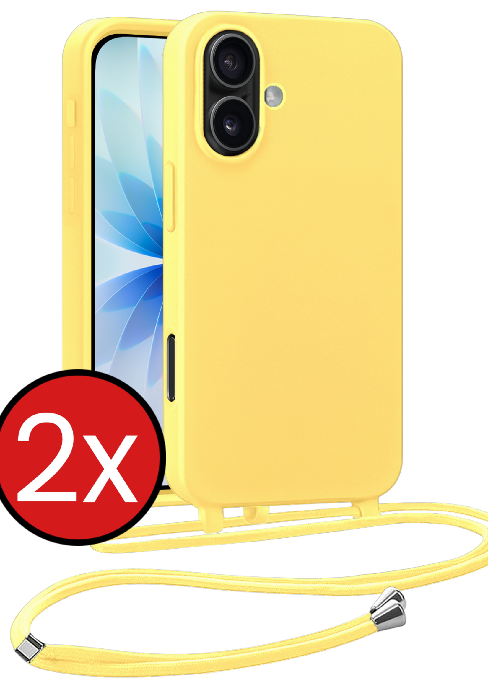 BTH BTH iPhone 17 Hoesje met Koord - Geel - 2 PACK
