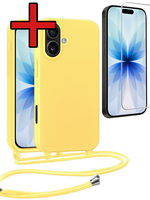 BTH BTH iPhone 17 Hoesje met Koord Met Screenprotector - Geel