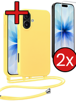 BTH BTH iPhone 17 Hoesje met Koord Met 2x Screenprotector - Geel