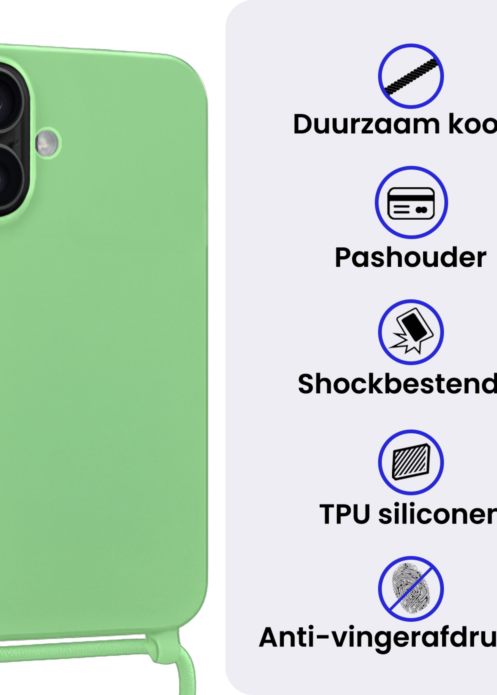 BTH BTH iPhone 17 Hoesje met Koord Met Screenprotector - Groen