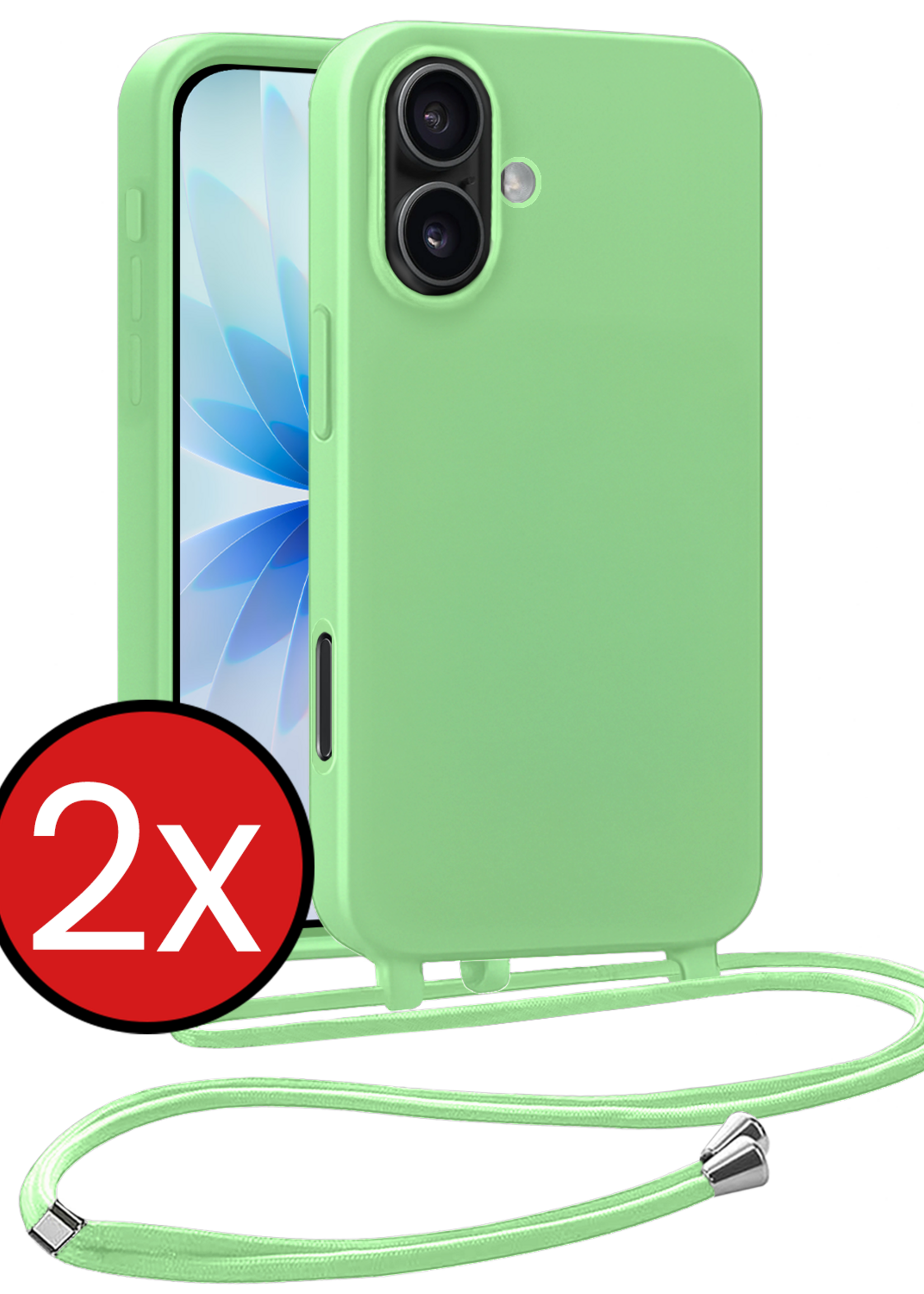 BTH BTH iPhone 17 Hoesje met Koord - Groen - 2 PACK