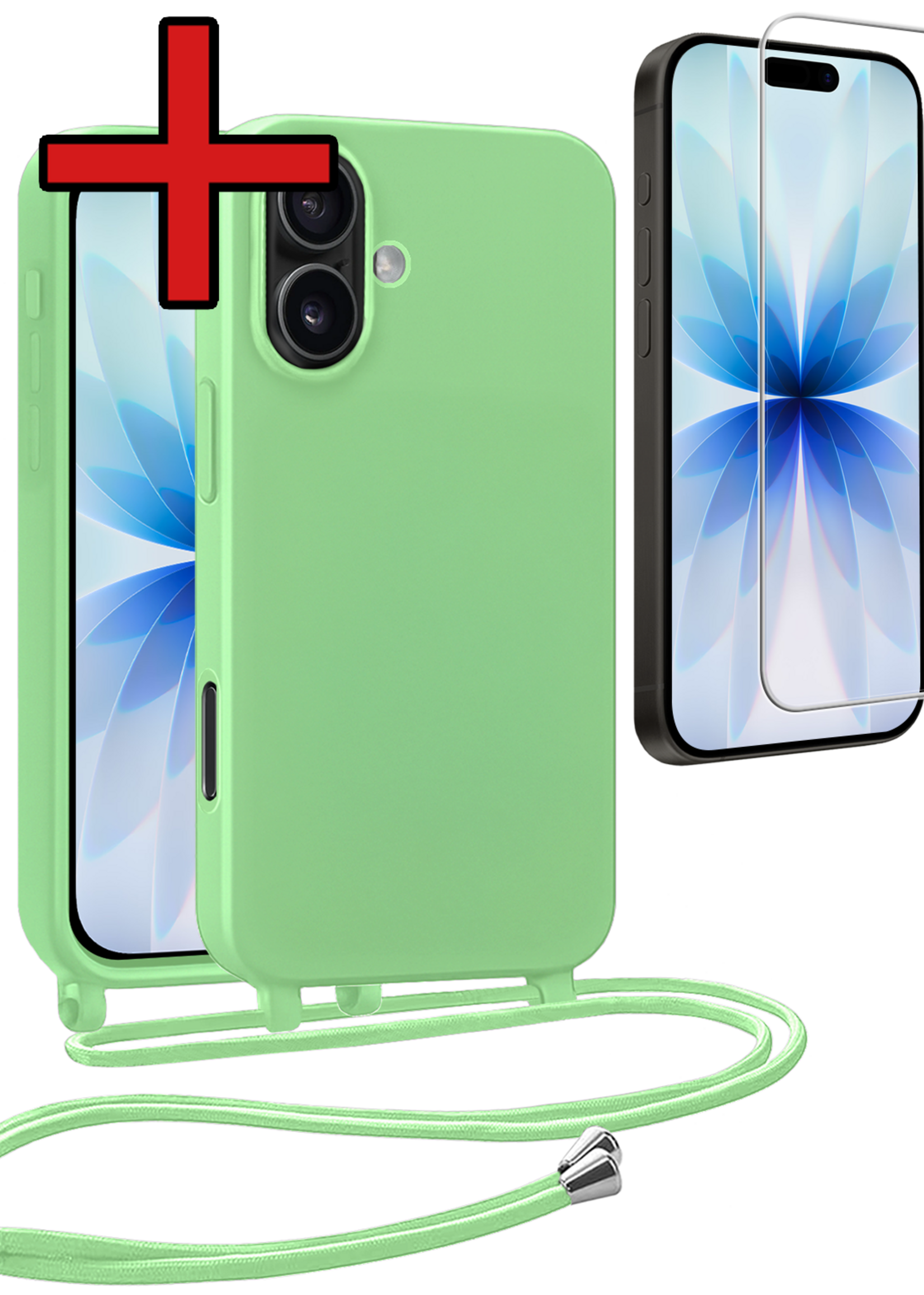 BTH BTH iPhone 17 Hoesje met Koord Met Screenprotector - Groen