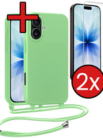 BTH BTH iPhone 17 Hoesje met Koord Met 2x Screenprotector - Groen