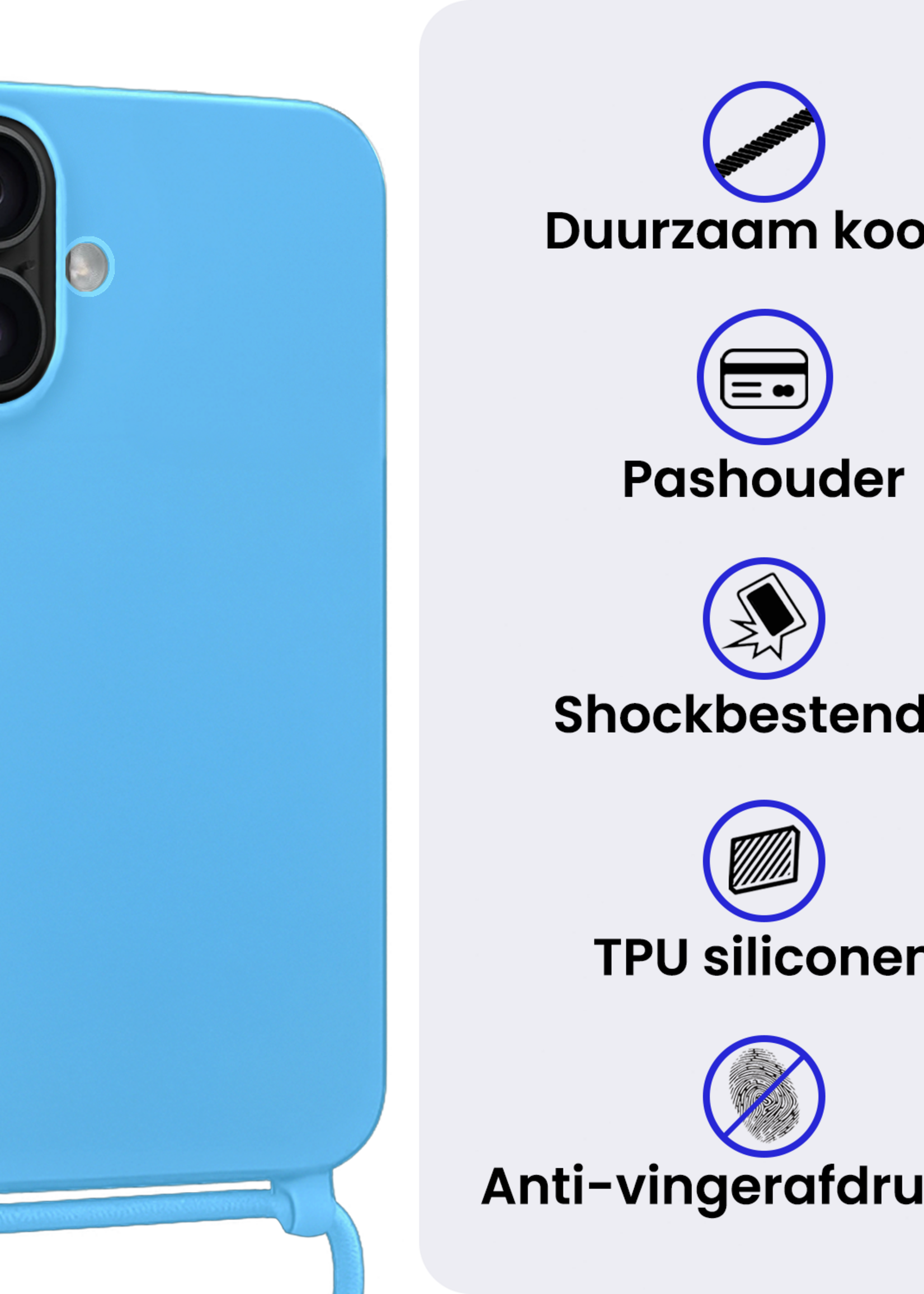 BTH BTH iPhone 17 Hoesje met Koord - Lichtblauw - 2 PACK