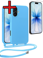 BTH BTH iPhone 17 Hoesje met Koord Met Screenprotector - Lichtblauw