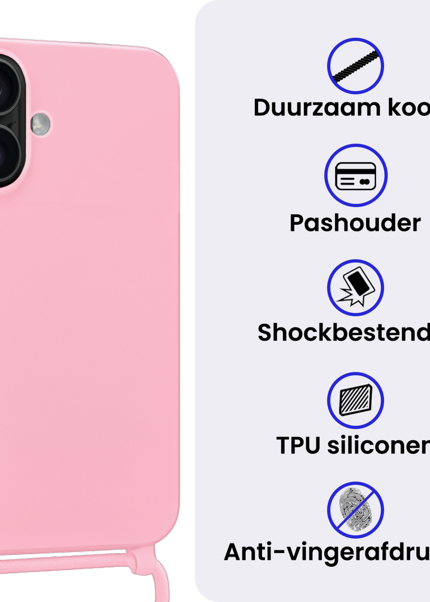 BTH BTH iPhone 17 Hoesje met Koord - Lichtroze