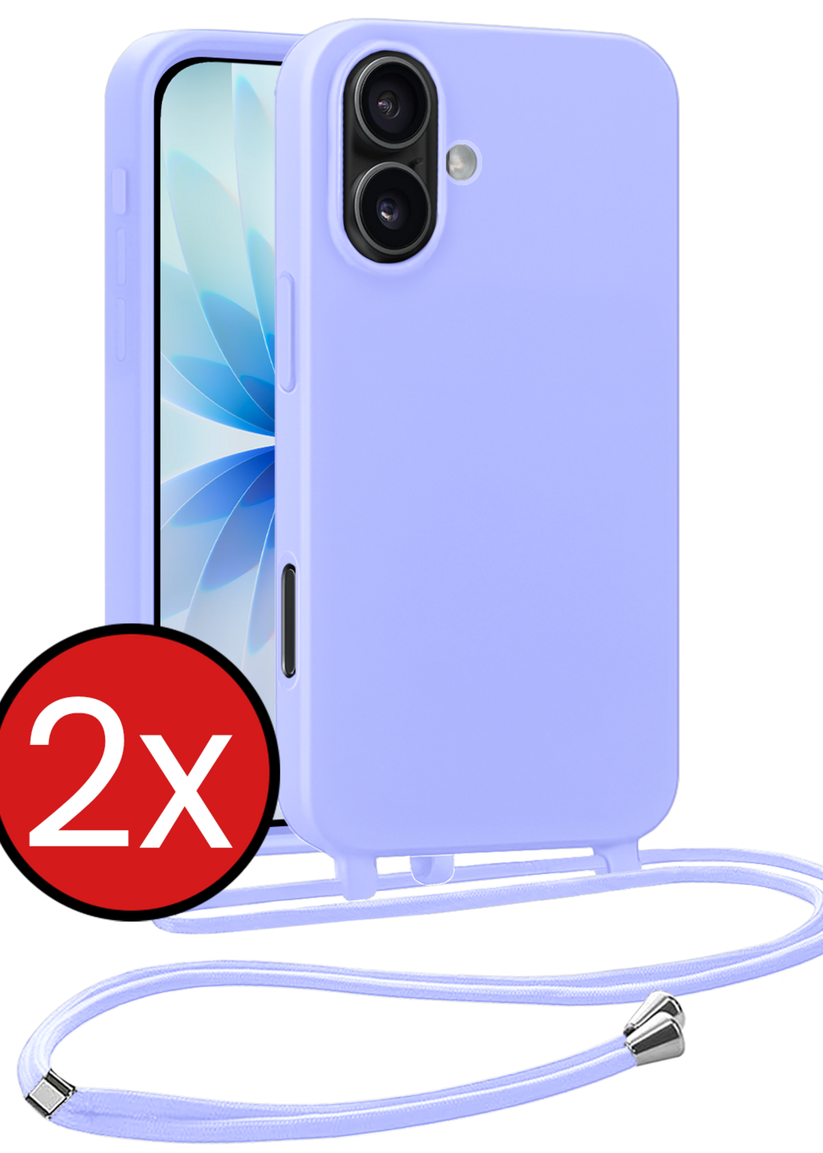 BTH BTH iPhone 17 Hoesje met Koord - Lila - 2 PACK