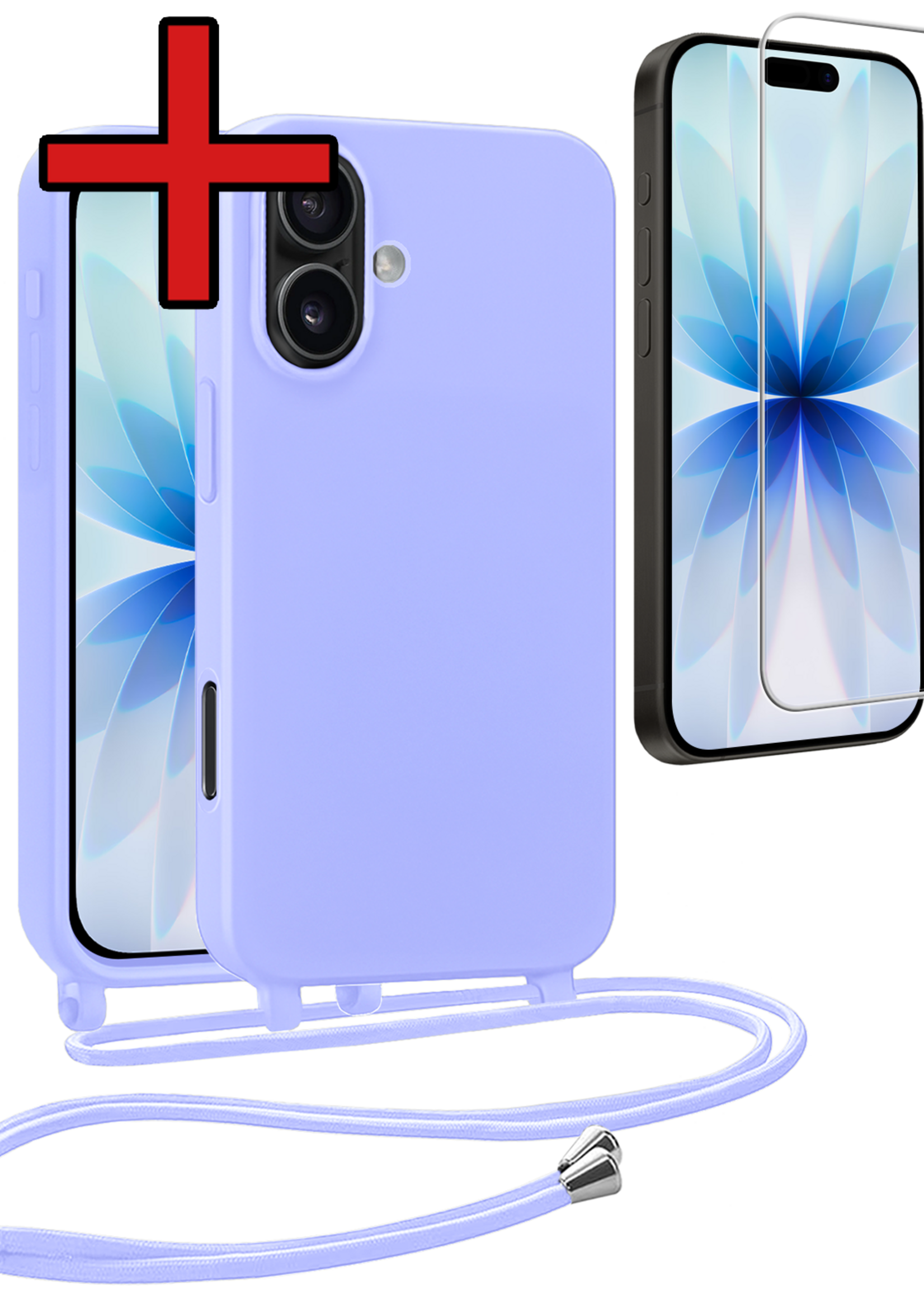 BTH BTH iPhone 17 Hoesje met Koord Met Screenprotector - Lila