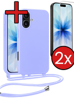 BTH BTH iPhone 17 Hoesje met Koord Met 2x Screenprotector - Lila