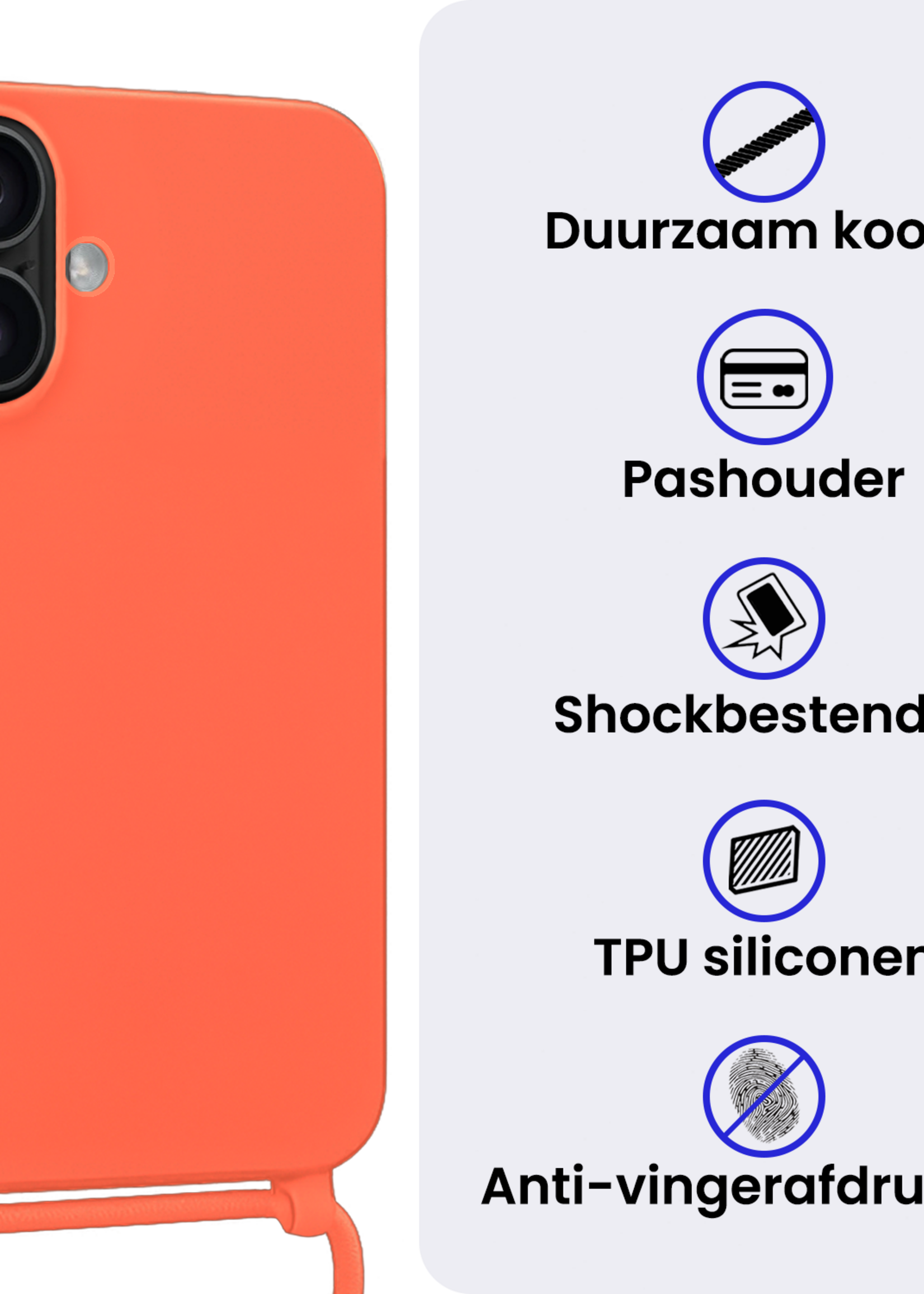 BTH BTH iPhone 17 Hoesje met Koord - Papaya