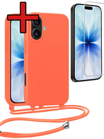 BTH BTH iPhone 17 Hoesje met Koord Met Screenprotector - Papaya