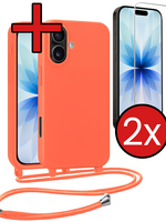 BTH BTH iPhone 17 Hoesje met Koord Met 2x Screenprotector - Papaya