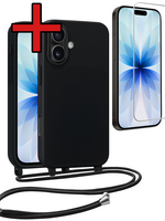BTH BTH iPhone 17 Hoesje met Koord Met Screenprotector - Zwart