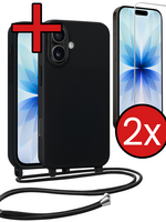 BTH BTH iPhone 17 Hoesje met Koord Met 2x Screenprotector - Zwart
