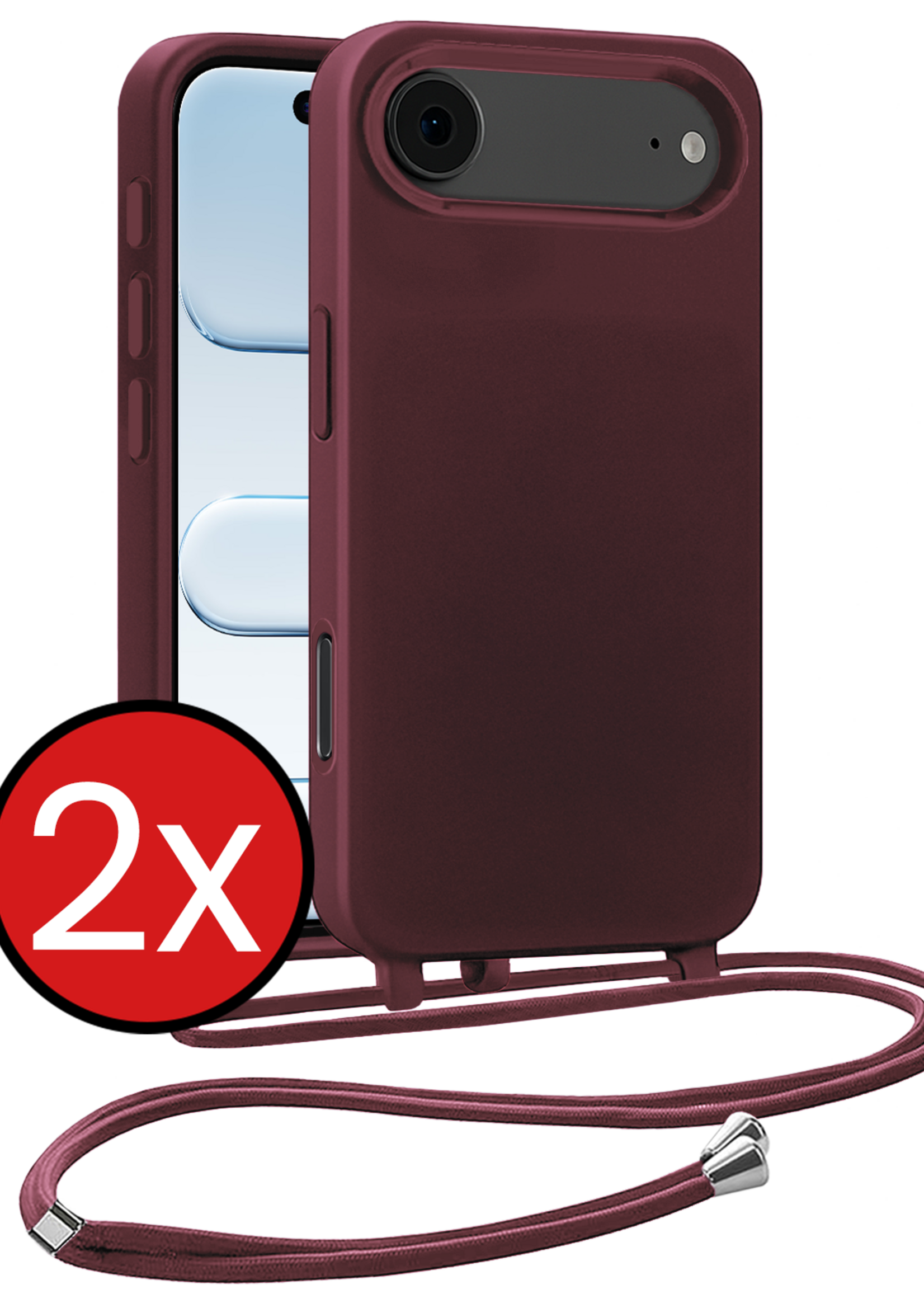 BTH BTH iPhone Air Hoesje met Koord - Aubergine - 2 PACK