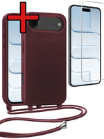 BTH BTH iPhone Air Hoesje met Koord Met Screenprotector - Aubergine