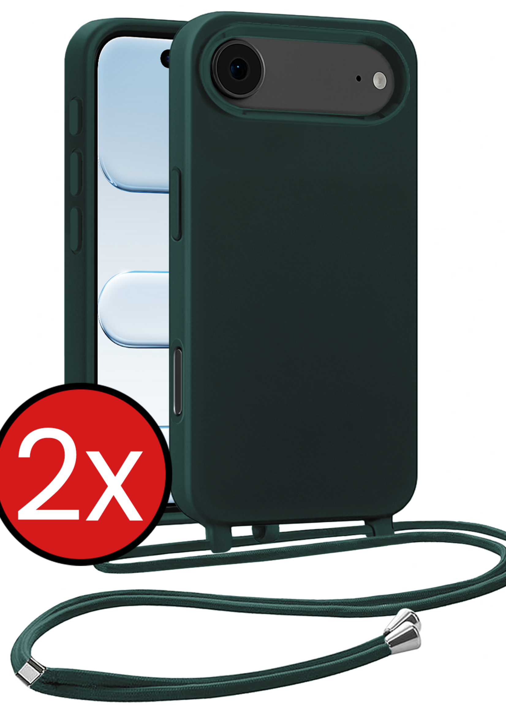 BTH BTH iPhone Air Hoesje met Koord - Donkergroen - 2 PACK