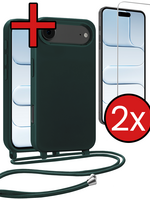 BTH BTH iPhone Air Hoesje met Koord Met 2x Screenprotector - Donkergroen