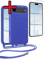 BTH BTH iPhone Air Hoesje met Koord Met Screenprotector - Fel Blauw