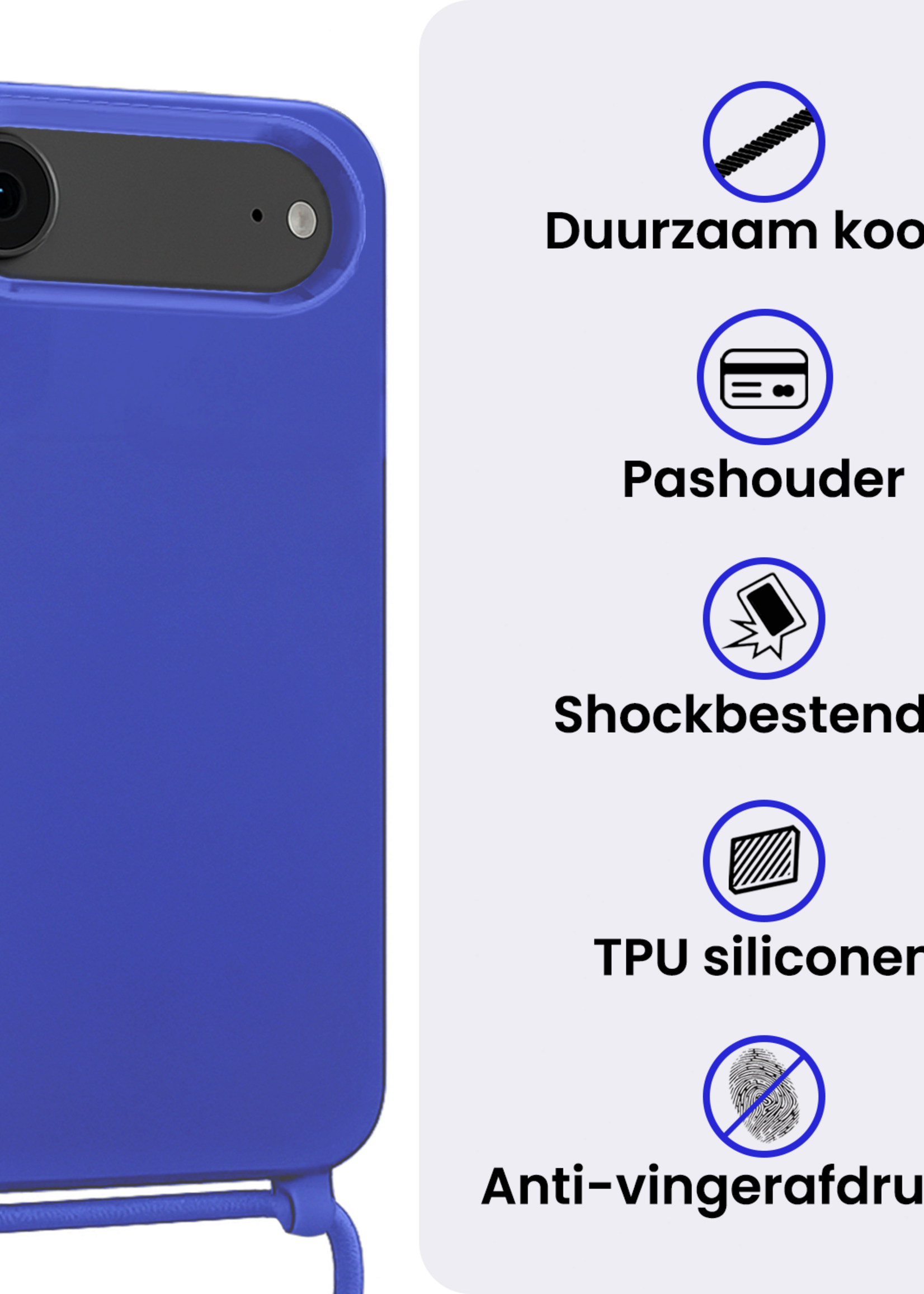 BTH BTH iPhone Air Hoesje met Koord Met Screenprotector - Fel Blauw