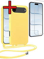 BTH BTH iPhone Air Hoesje met Koord Met Screenprotector - Geel