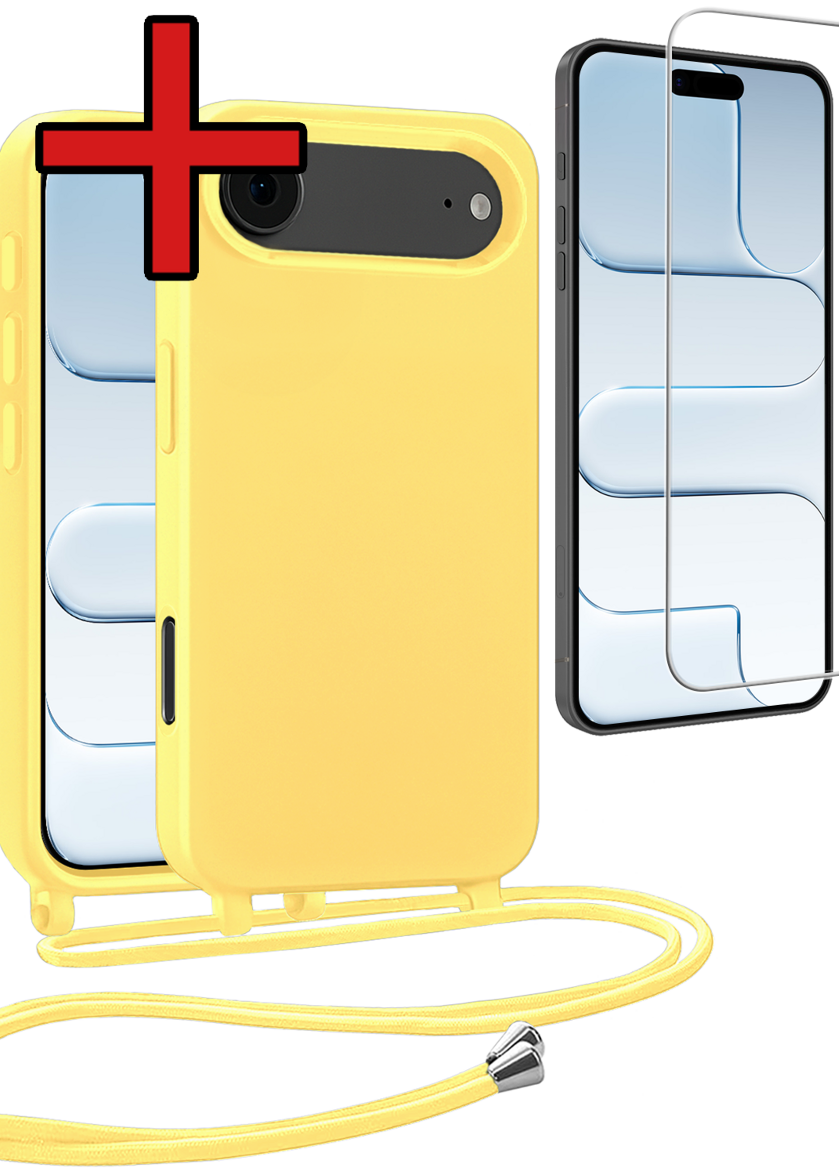 BTH BTH iPhone Air Hoesje met Koord Met Screenprotector - Geel