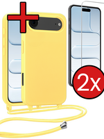 BTH BTH iPhone Air Hoesje met Koord Met 2x Screenprotector - Geel