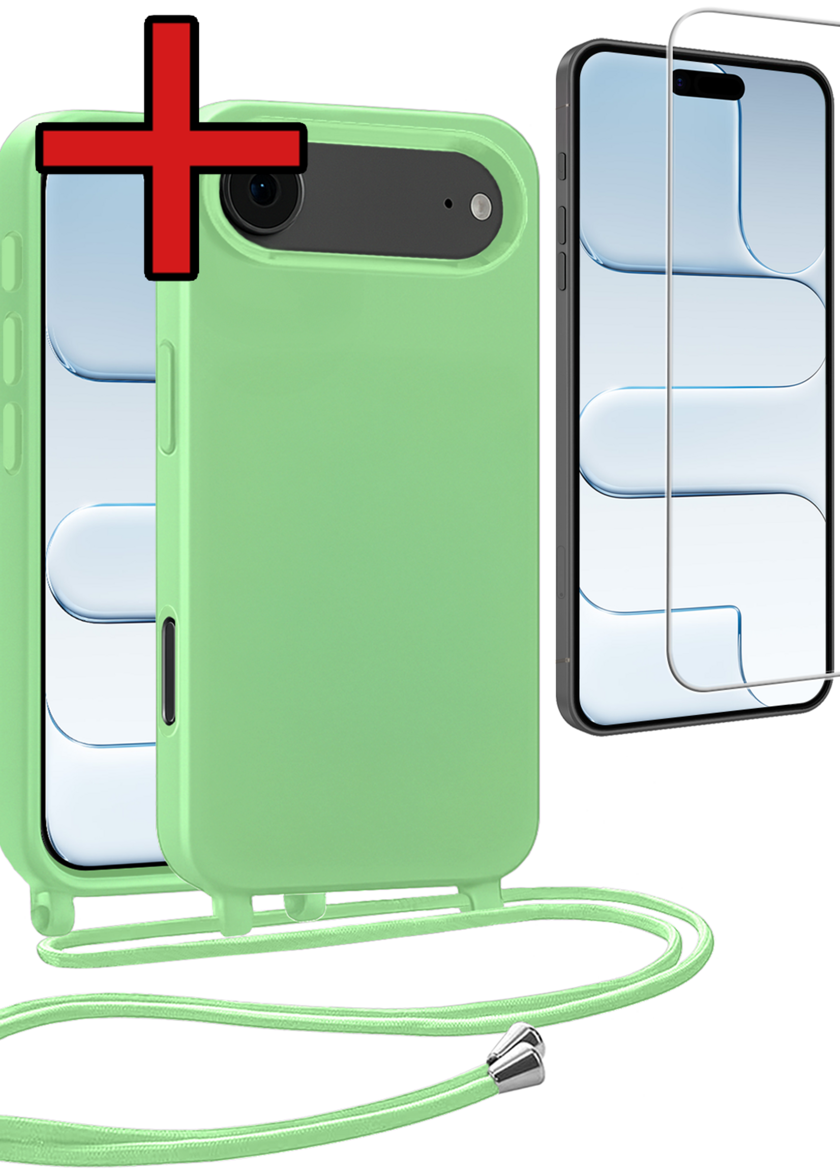 BTH BTH iPhone Air Hoesje met Koord Met Screenprotector - Groen