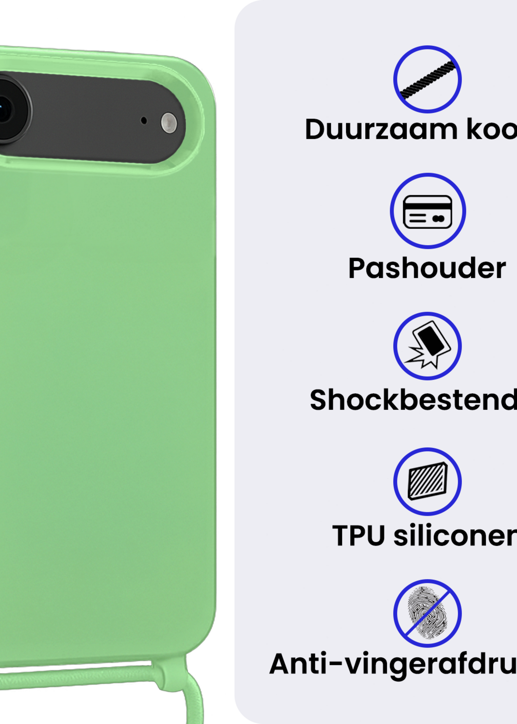 BTH BTH iPhone Air Hoesje met Koord Met Screenprotector - Groen