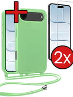 BTH BTH iPhone Air Hoesje met Koord Met 2x Screenprotector - Groen