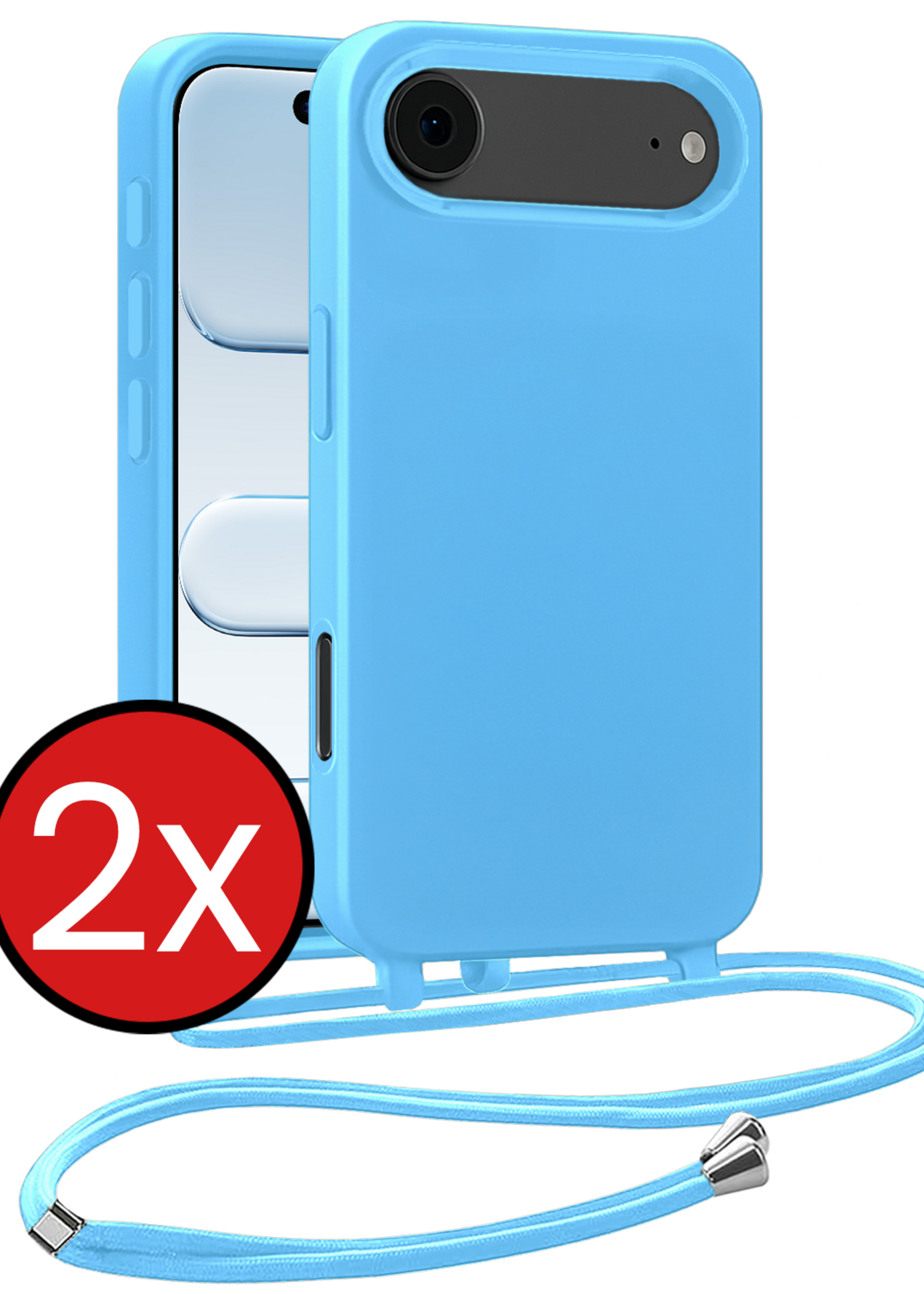 BTH BTH iPhone Air Hoesje met Koord - Lichtblauw - 2 PACK