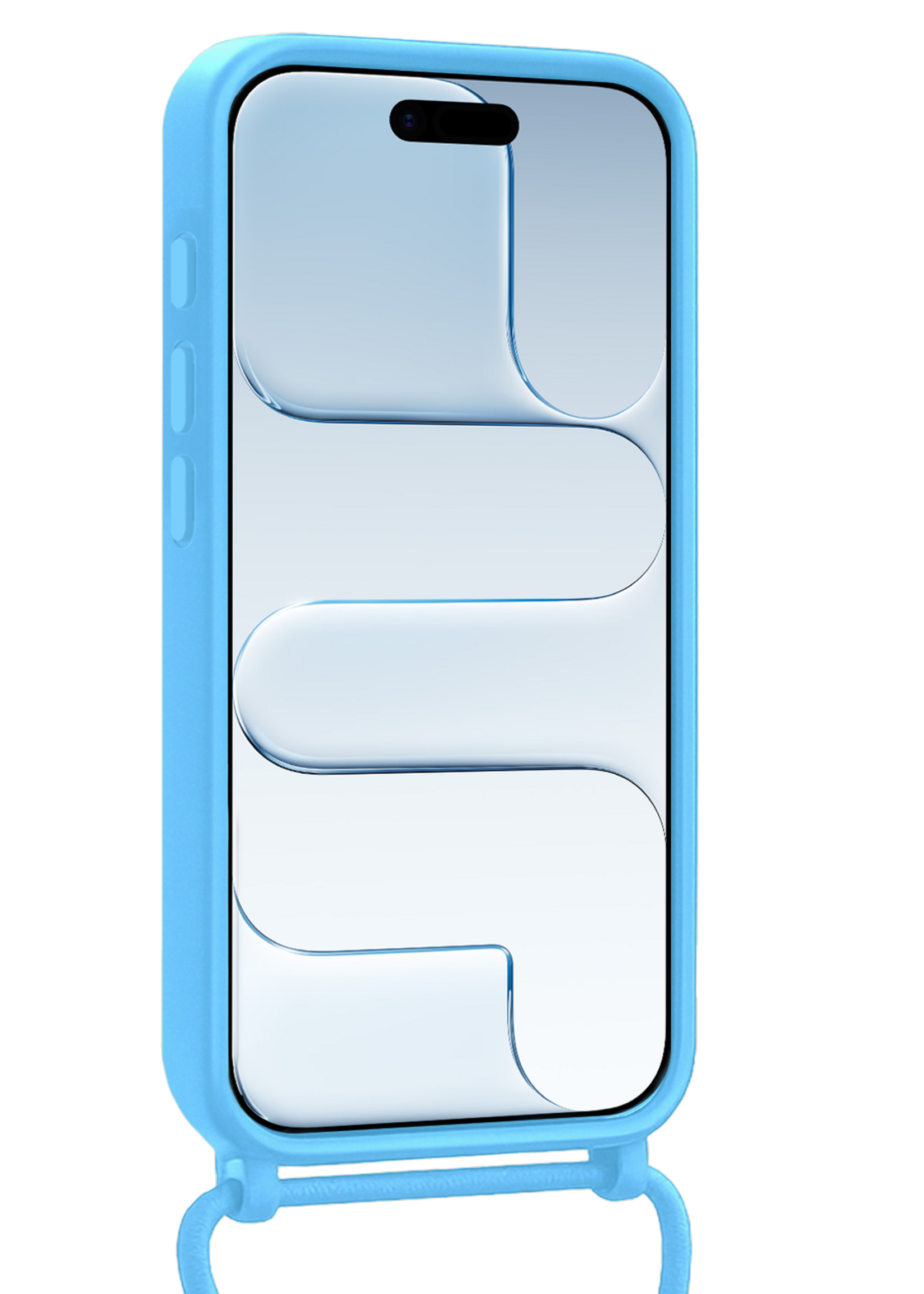 BTH BTH iPhone Air Hoesje met Koord Met 2x Screenprotector - Lichtblauw