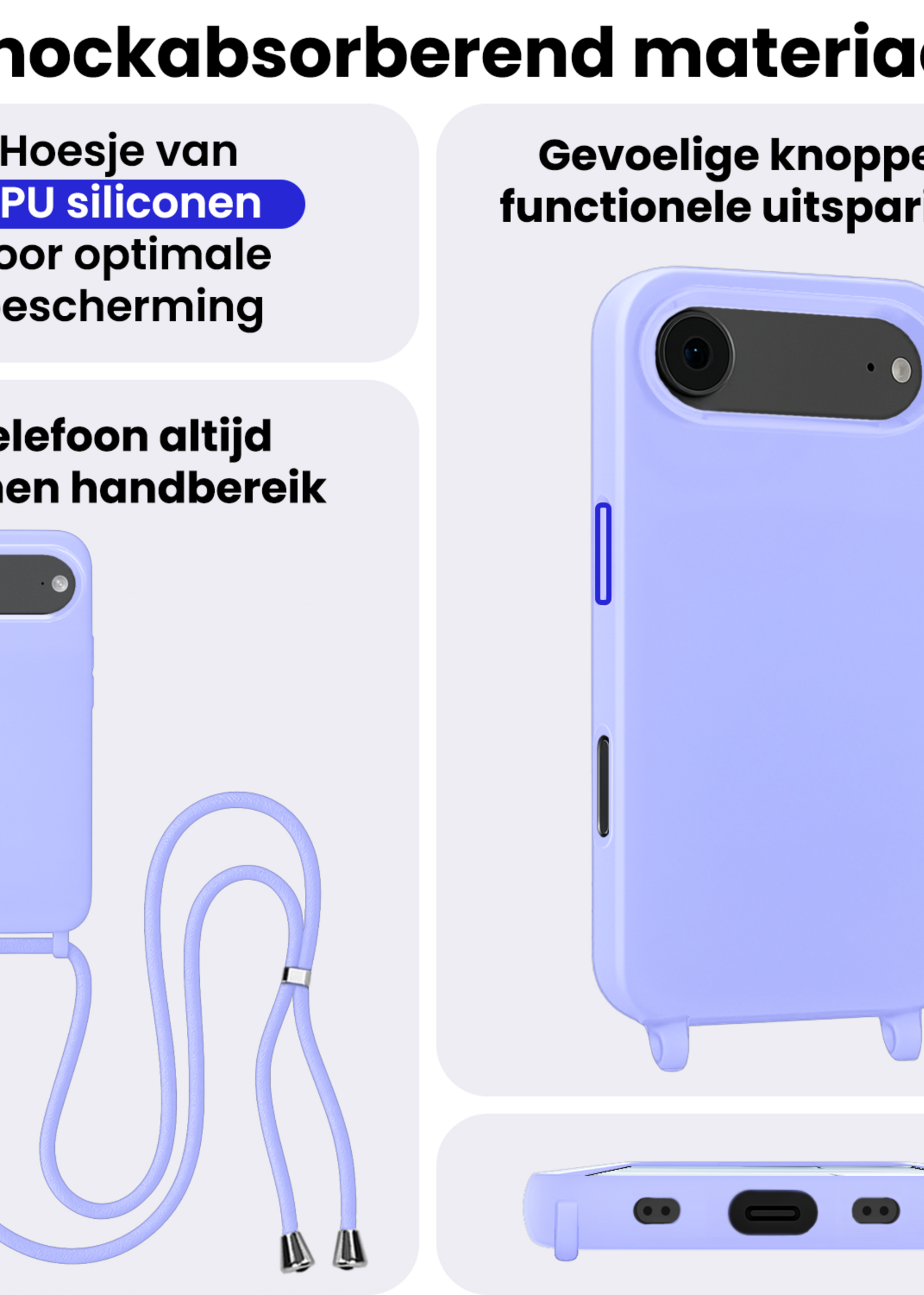 BTH BTH iPhone Air Hoesje met Koord - Lila - 2 PACK