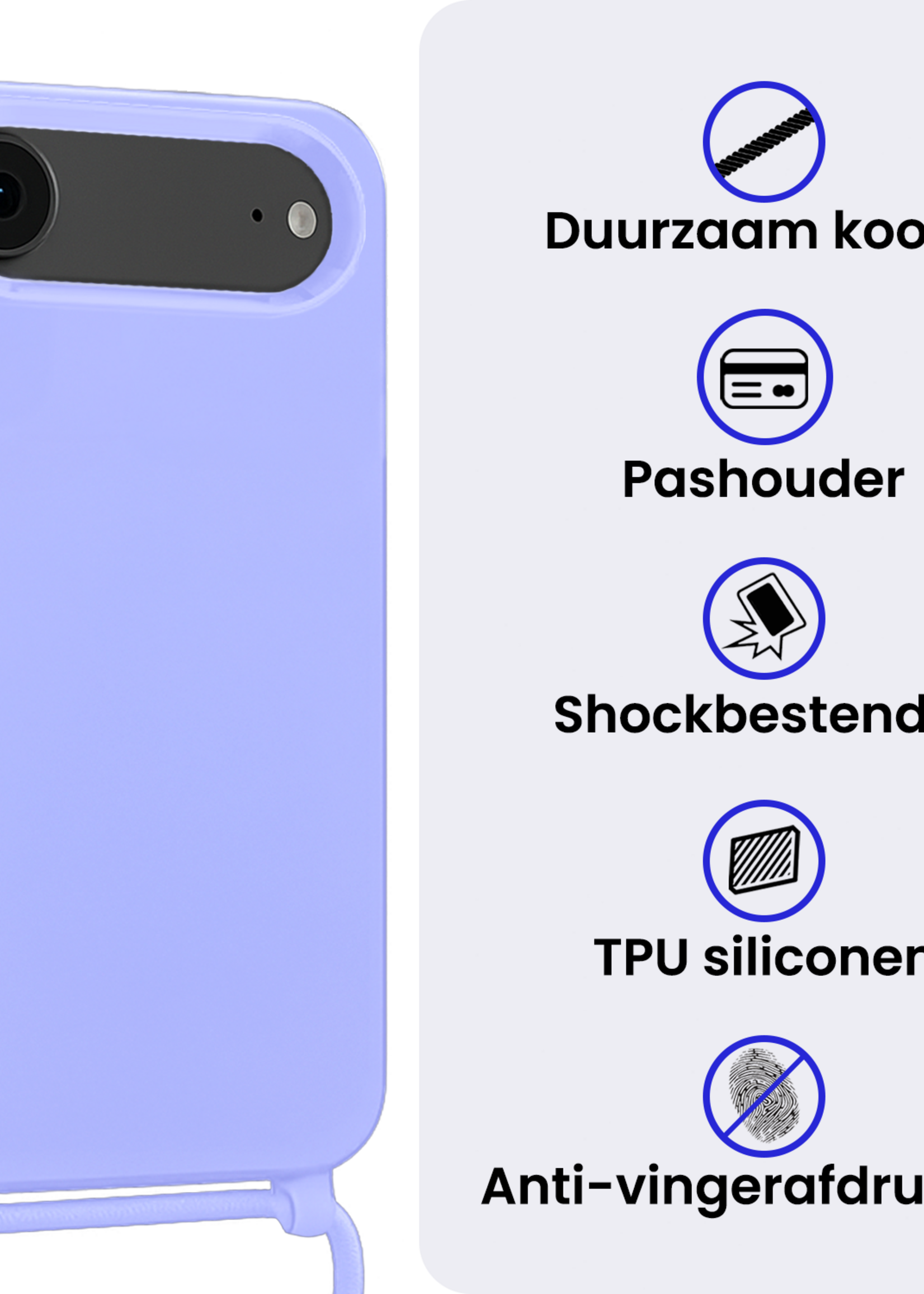 BTH BTH iPhone Air Hoesje met Koord Met Screenprotector - Lila