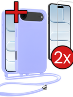 BTH BTH iPhone Air Hoesje met Koord Met 2x Screenprotector - Lila