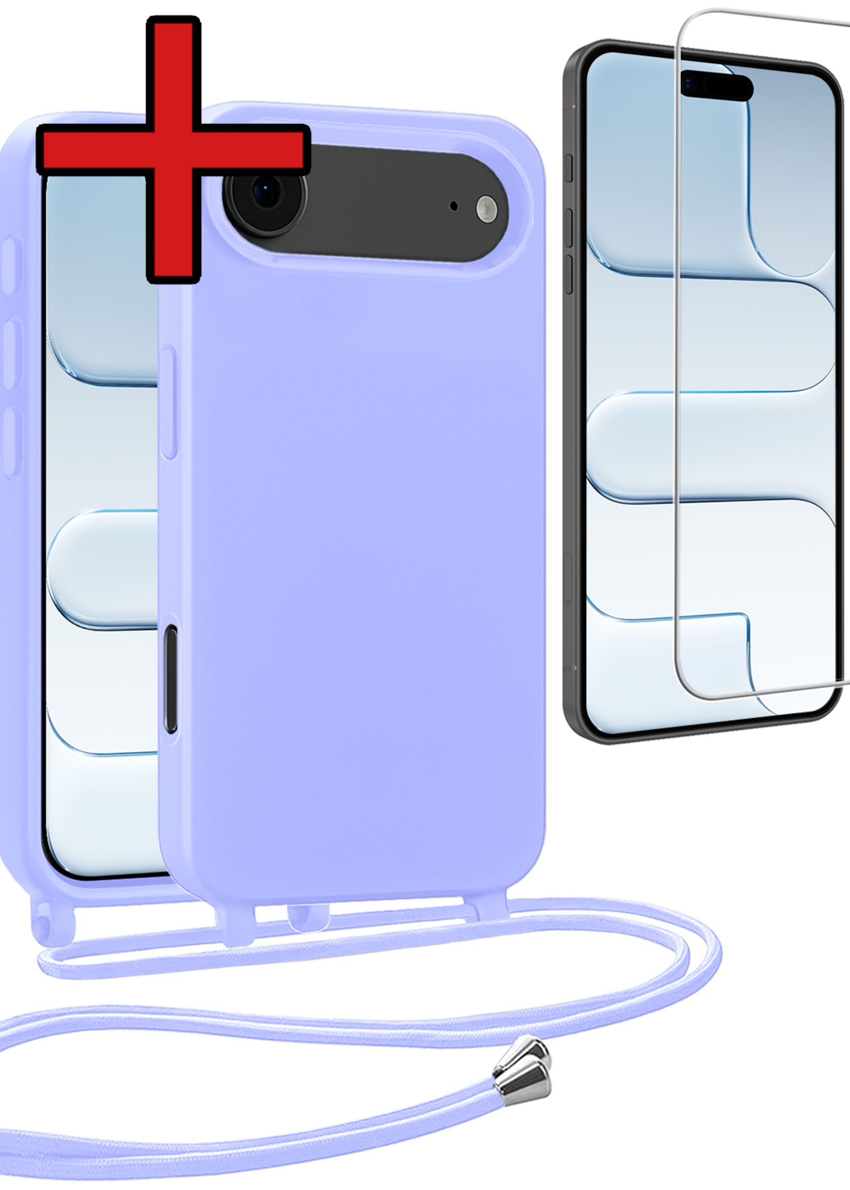 BTH BTH iPhone Air Hoesje met Koord Met Screenprotector - Lila