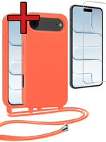 BTH BTH iPhone Air Hoesje met Koord Met Screenprotector - Papaya
