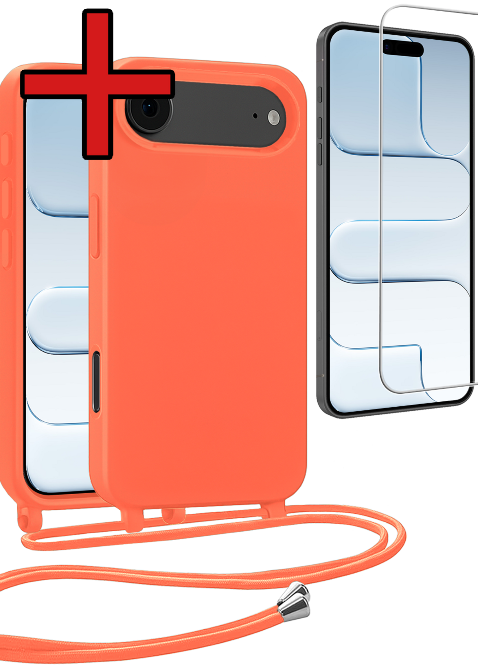 BTH BTH iPhone Air Hoesje met Koord Met Screenprotector - Papaya